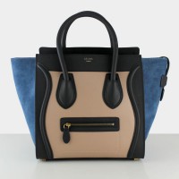 Borsa Celine Large Luggage Tote nera, color nude e blu scamosciato Borsa Celine Large Luggage Tote nera, color nude e blu scamosciato