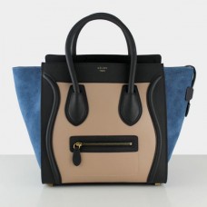 Borsa Celine Large Luggage Tote nera, color nude e blu scamosciato Borsa Celine Large Luggage Tote nera, color nude e blu scamosciato