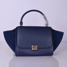 Borsa Celine Medium Trapeze in pelle scamosciata blu Borsa Celine Medium Trapeze in pelle scamosciata blu