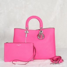 Borsa Dior Diorissimo Jumbo rosa in pelle Litchi importata (dettagli argentati) 602