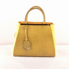 Borsa piccola Fendi 2jours con venature incrociate gialle e dettagli in pelle Ferrari giallo limone