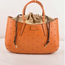 Borsa grande Fendi B Fab arancione Ferrari in pelle traforata con manico superiore