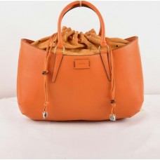 Borsa grande Fendi B Fab in pelle arancione Ferrari con manico superiore