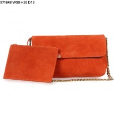 Borsa a tracolla in pelle scamosciata Celine Gourmette Arancione 371648