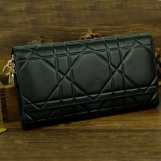 Portafoglio continentale Christian Dior Cannage in pelle verniciata, modello 0016, nero.