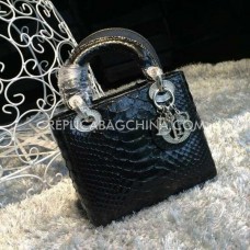 Borsa replica Dior Lady Default in pelle di serpente nera