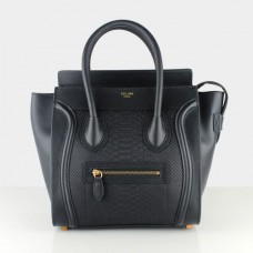 Borsa Celine Medium Luggage Tote nera con stampa serpente