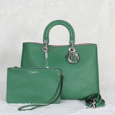Borsa Dior Diorissimo Jumbo verde in pelle di litchi importata (finiture argentate) 602