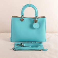 Borsa Dior Diorissimo media, azzurra, in pelle originale (dettagli dorati) 603