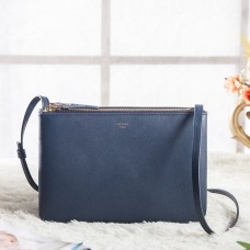 Borsa a tracolla Celine Small Trio in pelle di vitello blu royal Borsa a tracolla Celine Small Trio in pelle di vitello blu royal