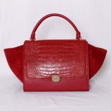 Borse Celine Classic in pelle con stampa coccodrillo rossa