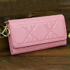 Portafoglio Continental Cannage in pelle verniciata Christian Dior 0016 Rosa
