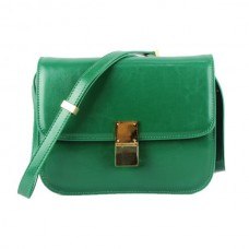 Borsa Celine Classic Box in pelle di vitello con patta, colore verde Borsa Celine Classic Box in pelle di vitello con patta, colore verde