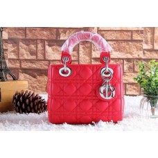 Replica Dior Lady Default in pelle di agnello rossa
