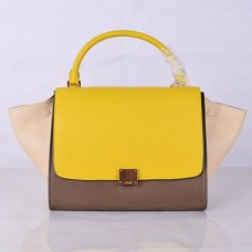 Borsa Celine Large Trapeze in pelle, colore giallo kaki Borsa Celine Large Trapeze in pelle, colore giallo kaki