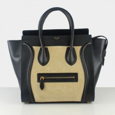 Borsa Celine Large Luggage Tote in pelle scamosciata color albicocca nera