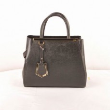 Borsa piccola Fendi 2jours in pelle nera con venature incrociate