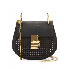 Mini borsa a tracolla traforata Chloe Drew nera