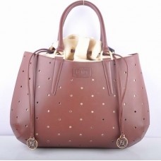 Borsa grande Fendi B Fab in pelle traforata color caffè con manico superiore