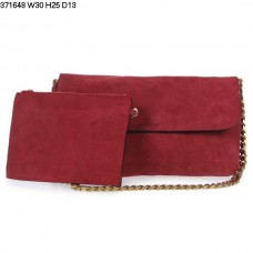 Borsa a tracolla Celine Gourmette in pelle scamosciata color rosso vino 371648 Borsa a tracolla Celine Gourmette in pelle scamosciata color rosso vino 371648