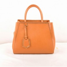 Borsa piccola Fendi 2jours in pelle color giallo terra con venature incrociate