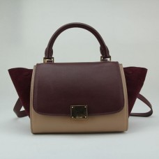 Borsa Celine Trapeze in pelle scamosciata rosso scuro