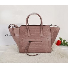 Borsa Celine Boston in pelle di coccodrillo grigia