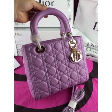 Replica della borsa a mano Dior Lady Tote in vera pelle viola