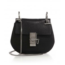 Borsa a tracolla mini Chloe Drew in pelle nera