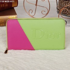 Portafoglio Christian Dior multicolore lime/pesca con cerniera 118
