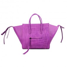 Borse Celine Boston in pelle di coccodrillo viola