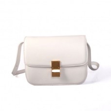 Borsa Celine Classic Box con patta in pelle di vitello bianca Borsa Celine Classic Box con patta in pelle di vitello bianca