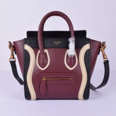 Borsa Celine Small Luggage Tote nera, bordeaux e bianca Borsa Celine Small Luggage Tote nera, bordeaux e bianca