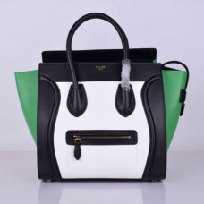 Borsa tote grande Celine, nera, bianca e verde