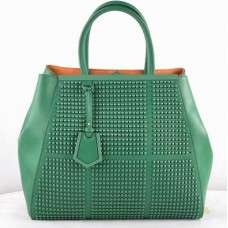 Borsa Fendi 2Jours in pelle Saffiiano verde Clinch Bolt
