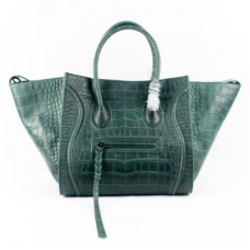 Borse Celine Boston in pelle di coccodrillo verde scuro