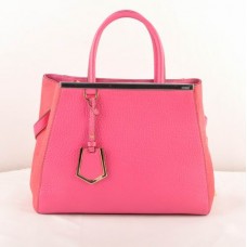 Borsa media Fendi 2jours in pelle di vitello color pesca e crine di cavallo