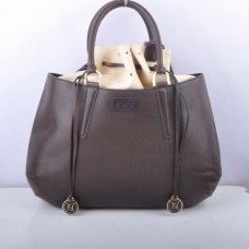 Borsa grande Fendi B Fab in pelle di cervo color caffè con manico superiore