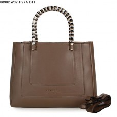 Borsa a mano Bvlgari modello Serpenti in pelle di vitello color kaki, codice 80382
