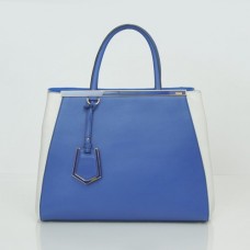 Borsa Fendi 2Jours in pelle originale blu/bianca