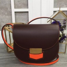 Borsa Celine Small Trotteur bicolore in pelle di vitello bordeaux
