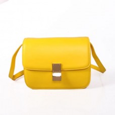 Borsa Celine Classic Box con patta in pelle di vitello gialla Borsa Celine Classic Box con patta in pelle di vitello gialla