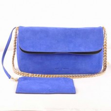 Borsa a tracolla Celine Gourmette in pelle scamosciata blu 3078 Borsa a tracolla Celine Gourmette in pelle scamosciata blu 3078
