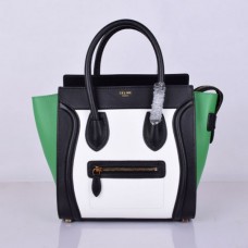 Borsa Celine Medium Luggage Tote nera, bianca e verde