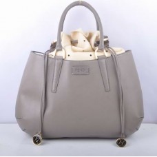 Borsa grande Fendi B Fab in pelle di cervo grigia con manico superiore