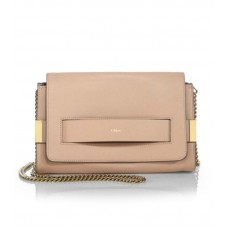Pochette media Chloe Elle con catena, color nude