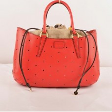 Borsa grande Fendi B Fab in pelle traforata rossa Ferrari con manico superiore