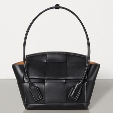 Bottega Veneta Arco 33 Intrecciato Bag In Black Calfskin Bottega Veneta Arco 33 Intrecciato Bag In Black Calfskin