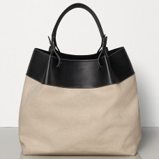 Borsa tote Bottega Veneta Quad in lino e pelle di vitello Borsa tote Bottega Veneta Quad in lino e pelle di vitello
