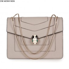Borsa Bvlgari Serpenti GM in pelle di vitello grigia
